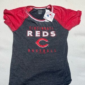 Cincinnati Reds Girls Baseball Shirt - Red and Gray